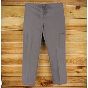 Absolute Scrubs Mens Size L Gray Polyester Blend‎ Drawstring Straight Leg